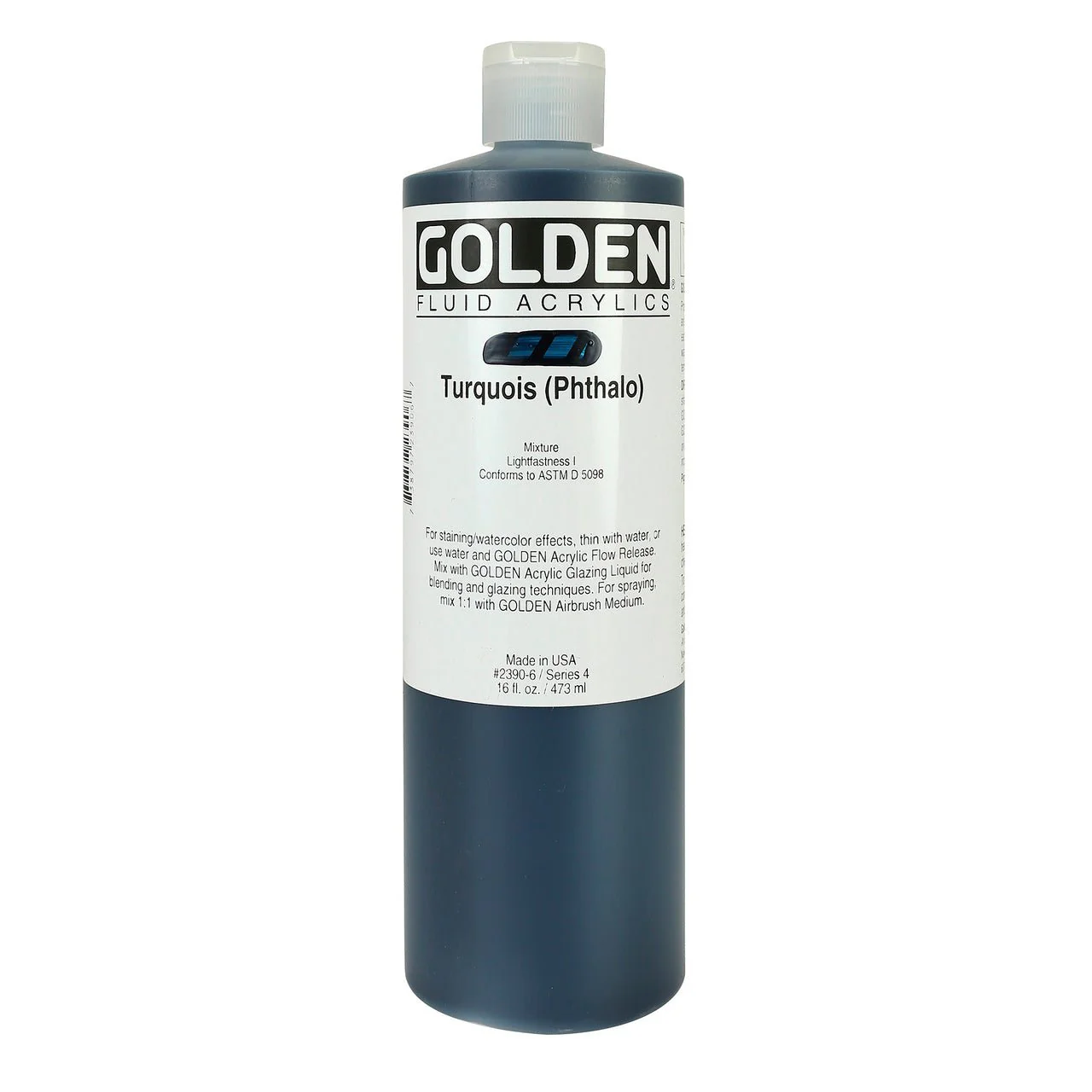 Golden Fluid Acrylic Turquoise (Phthalo) 16 oz