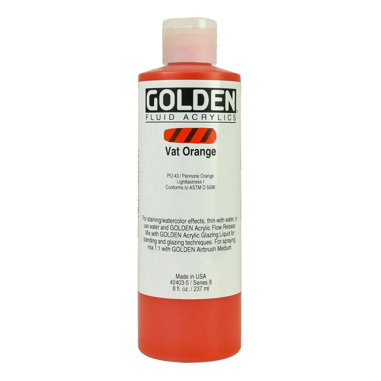 Golden Fluid Acrylic Vat Orange 8 oz