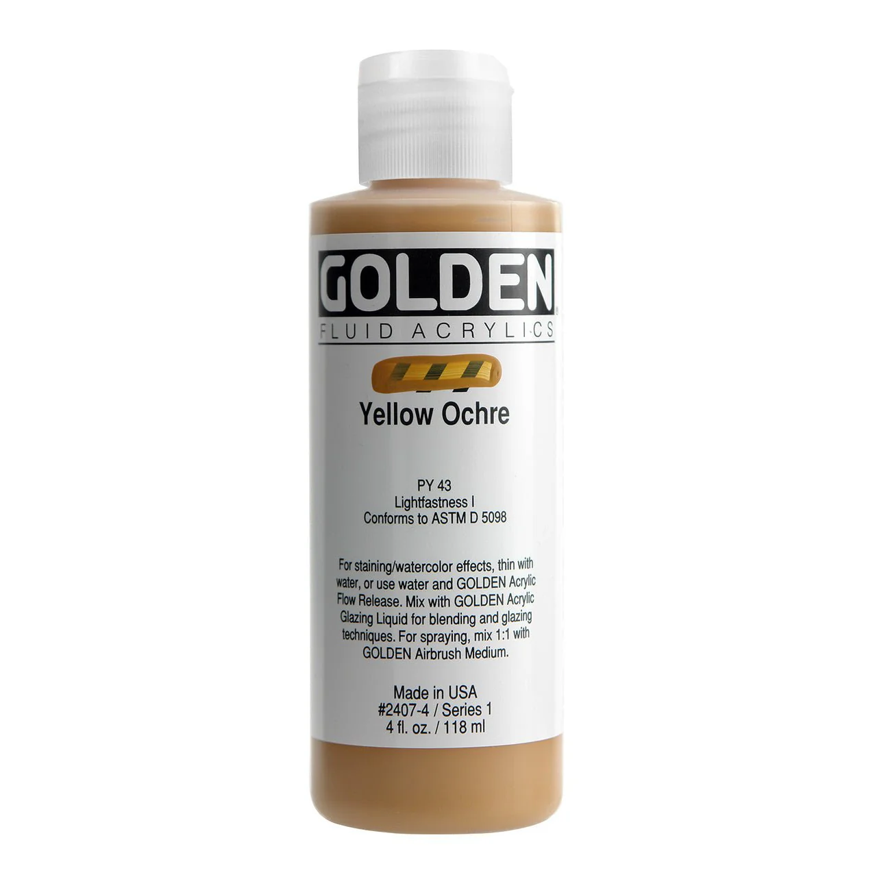 Golden Fluid Acrylic Yellow Ochre 4 oz