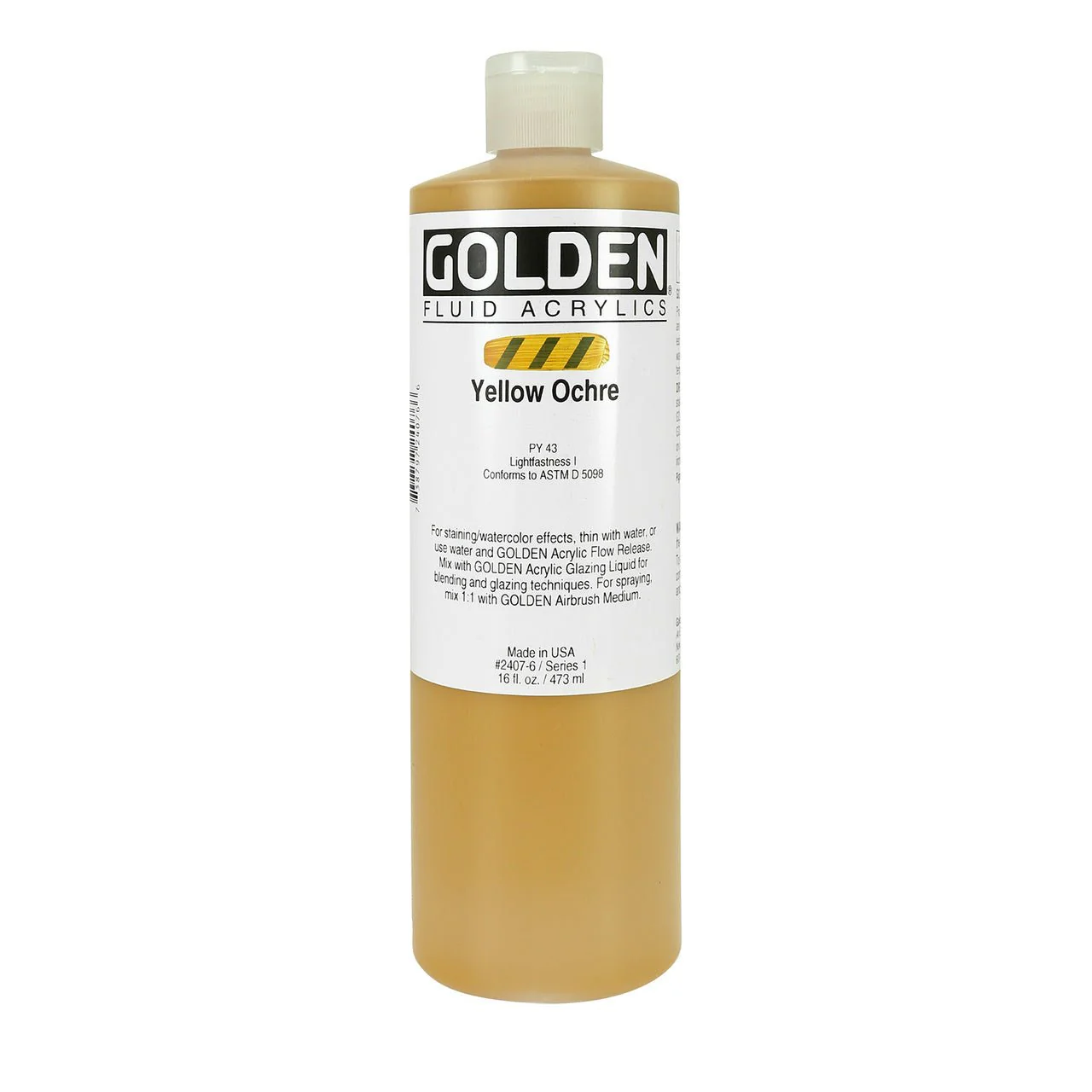Golden Fluid Acrylic Yellow Ochre 16 oz