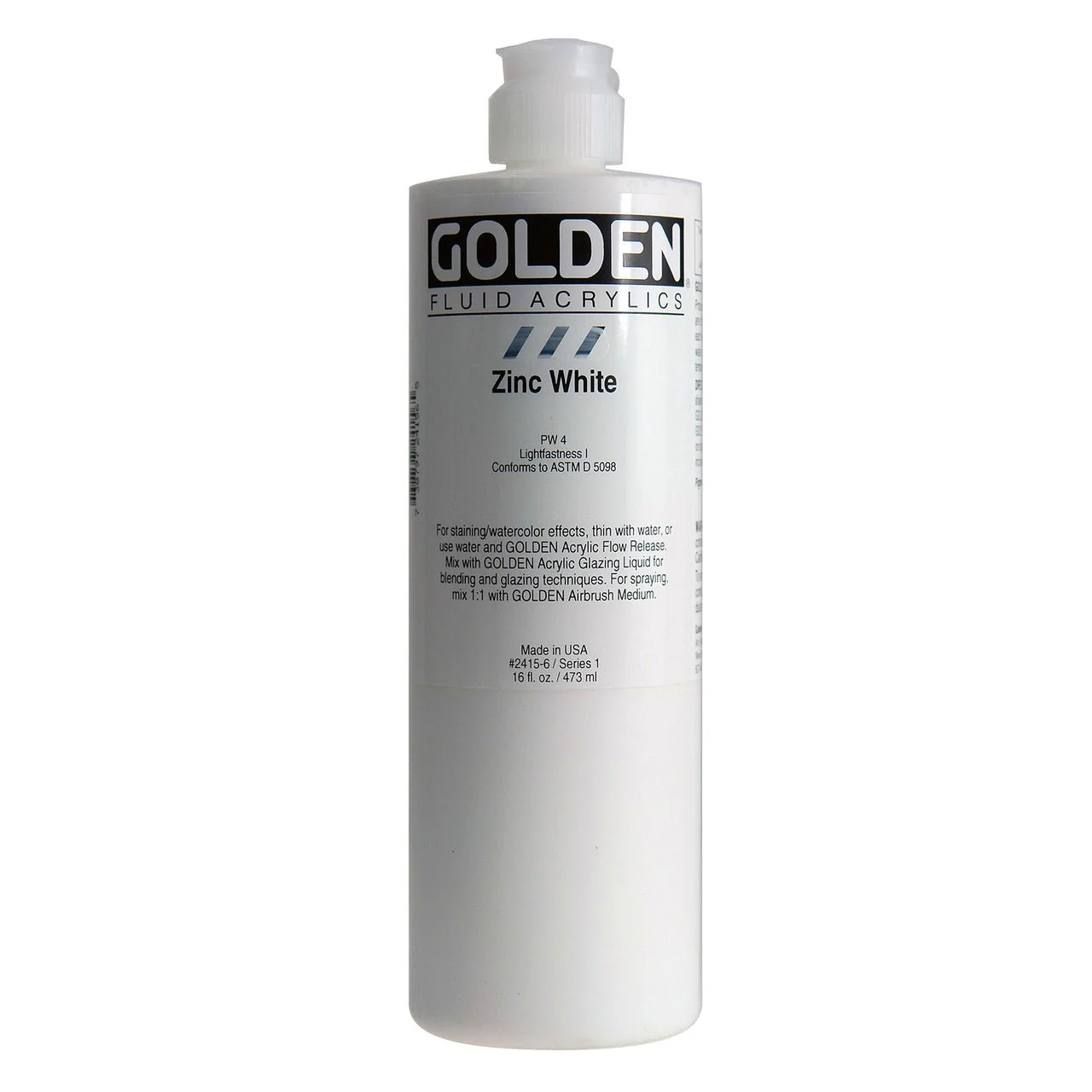 Golden Fluid Acrylic Zinc White 16 oz