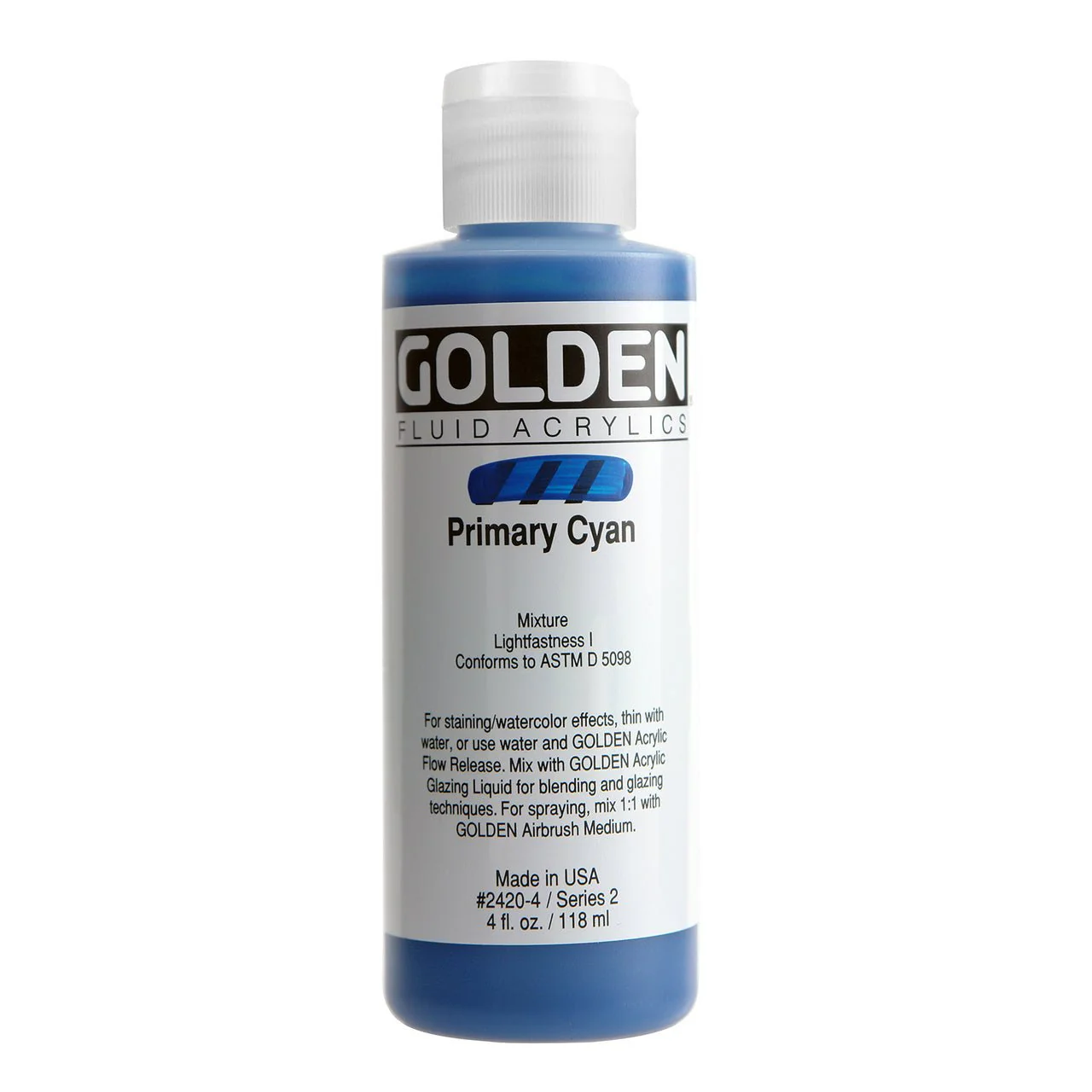 Golden Fluid Acrylic Primary Cyan 4 oz