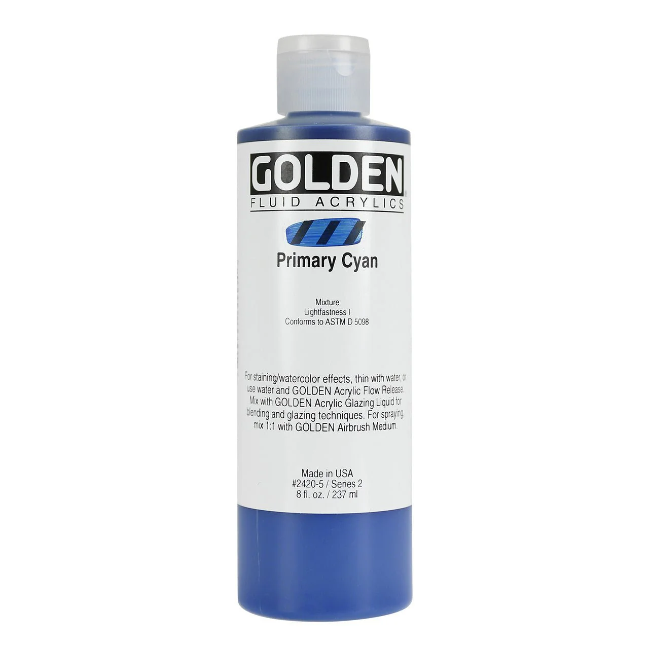 Golden Fluid Acrylic Primary Cyan 8 oz