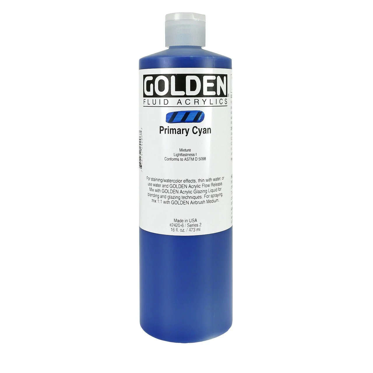 Golden Fluid Acrylic Primary Cyan 16 oz