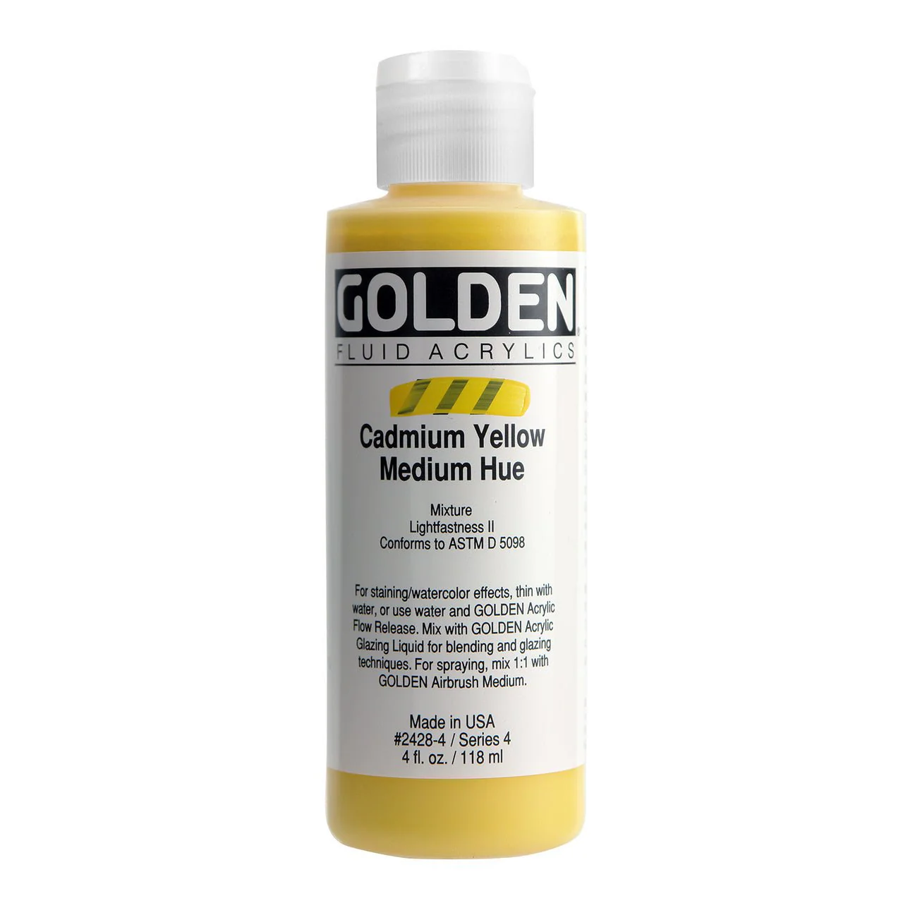 Golden Fluid Acrylic Cadmium Yellow Medium Hue 4 oz