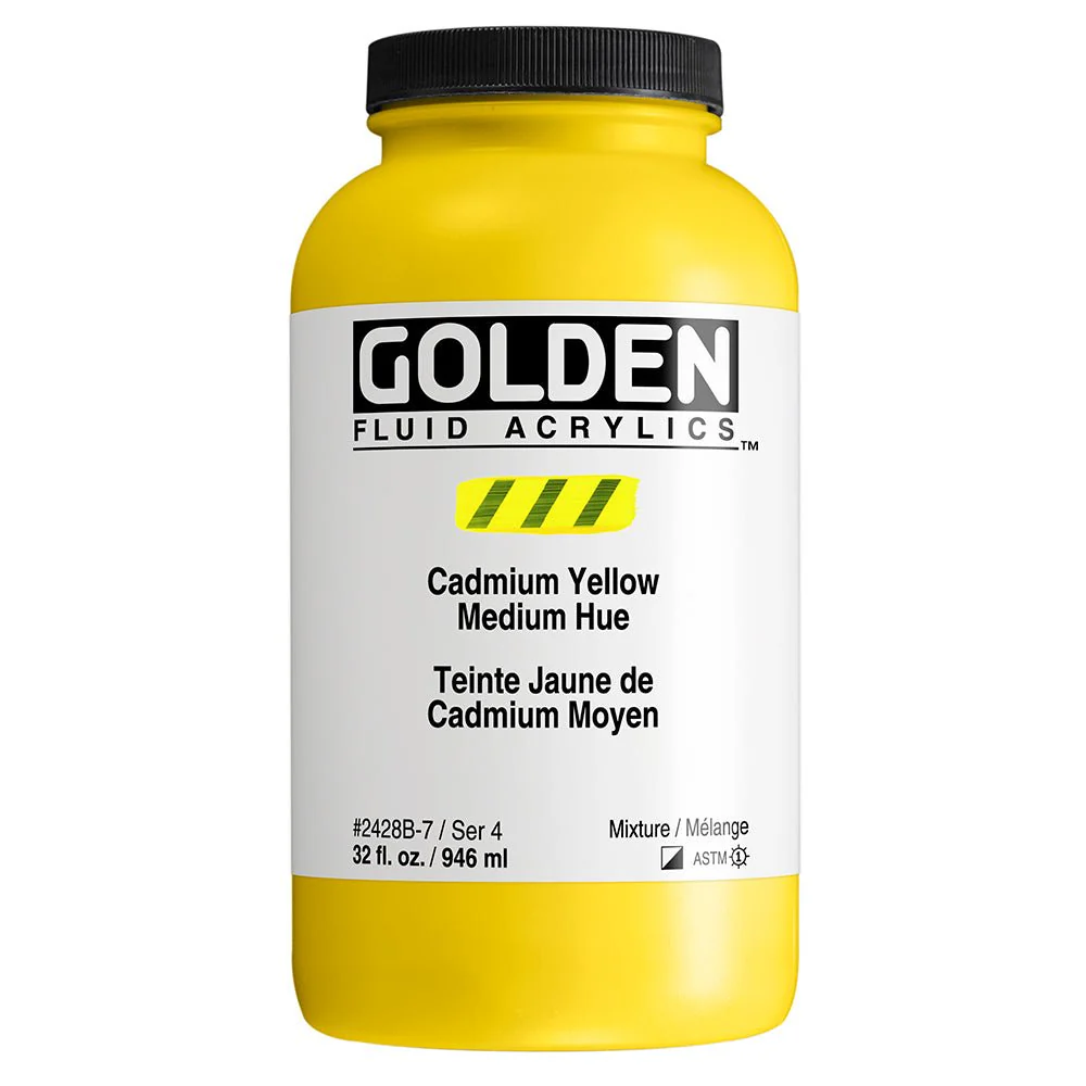 Golden Fluid Acrylic Cadmium Yellow Medium Hue 32 oz