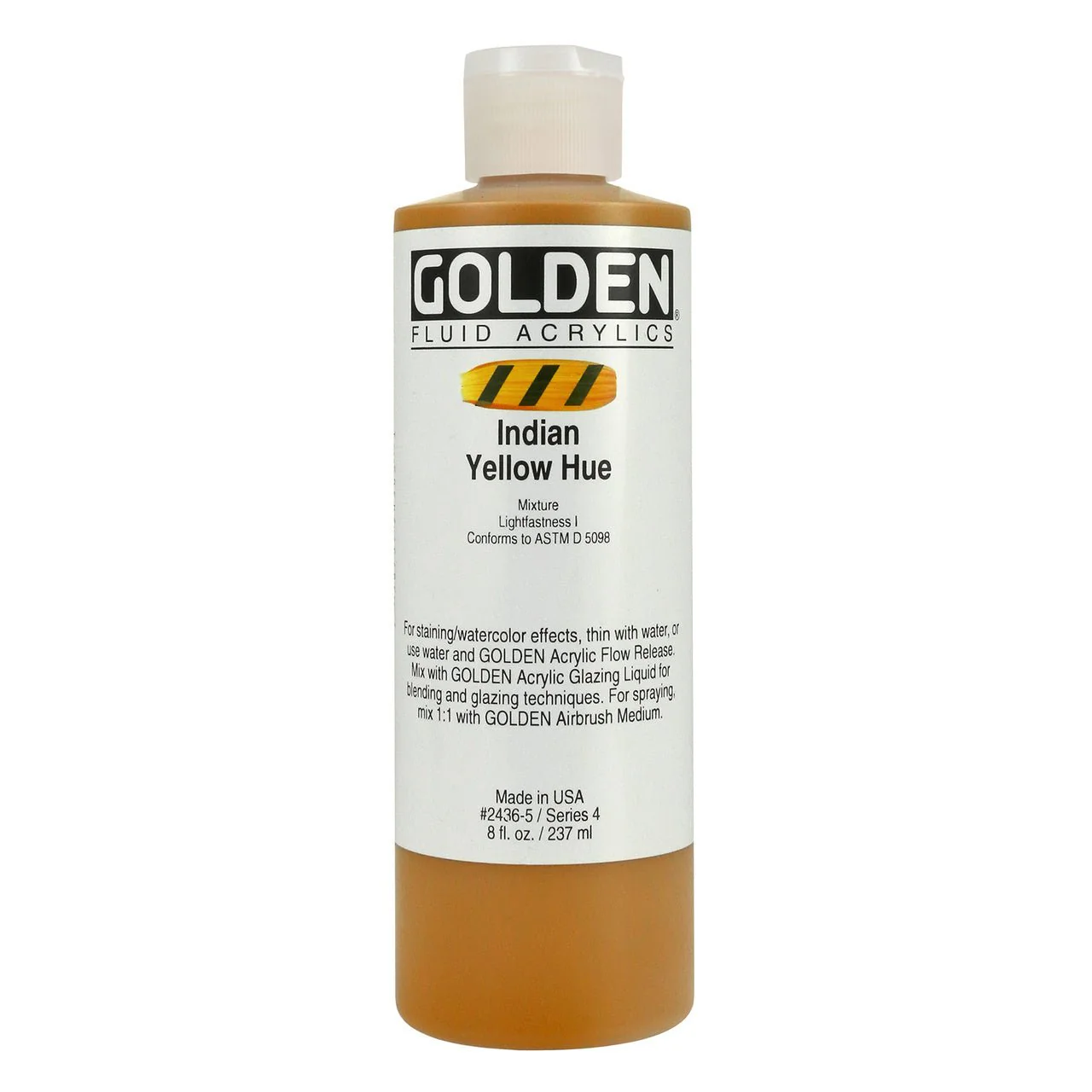 Golden Fluid Acrylic India Yellow Hue 8 oz