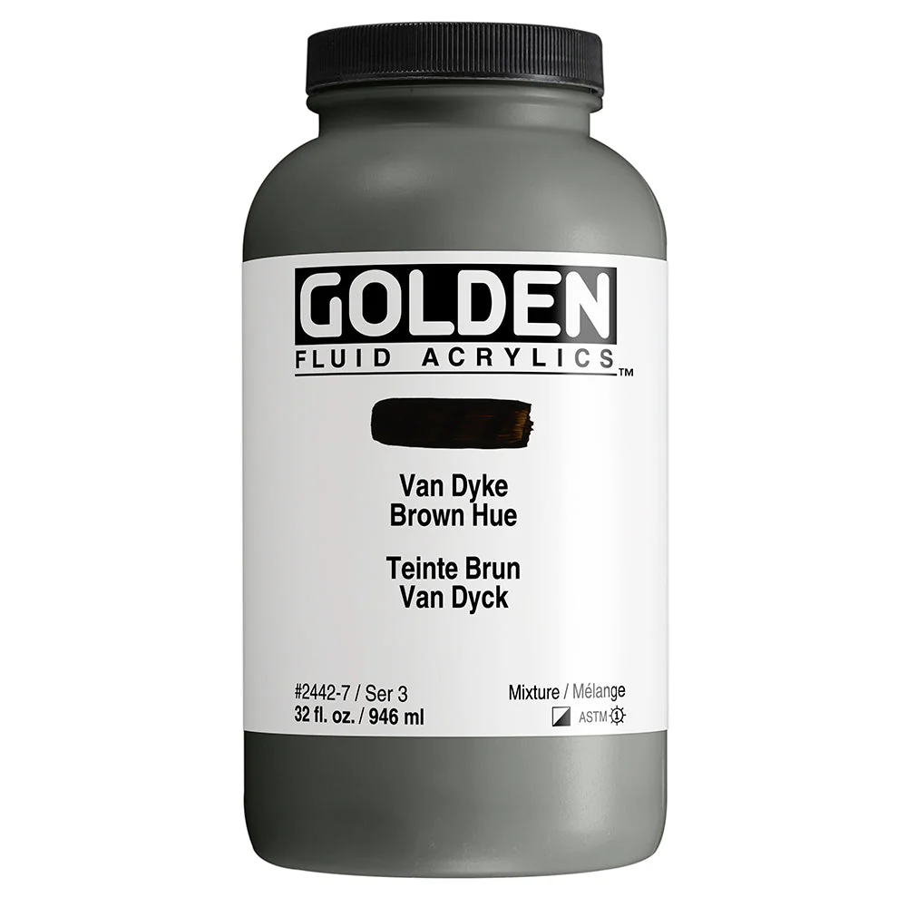 Golden Fluid Acrylic Van Dyke Brown Hue 32 oz