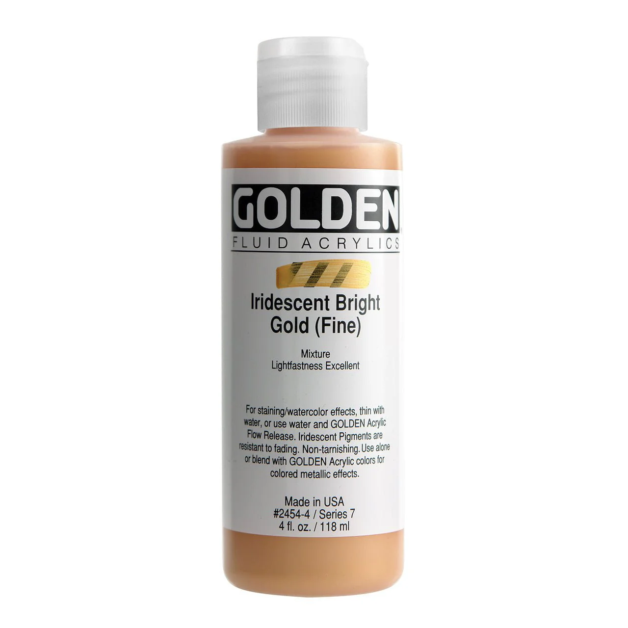 Golden Fluid Acrylic Iridescent Bright Gold (fine) 4 oz