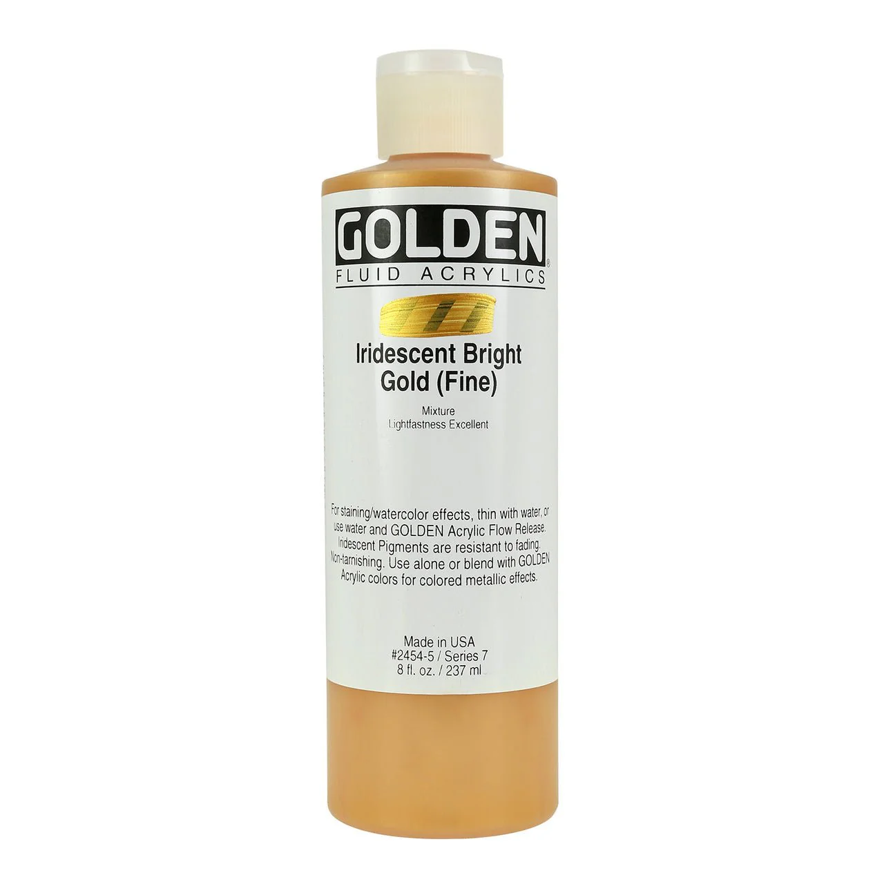 Golden Fluid Acrylic Iridescent Bright Gold (fine) 8 oz