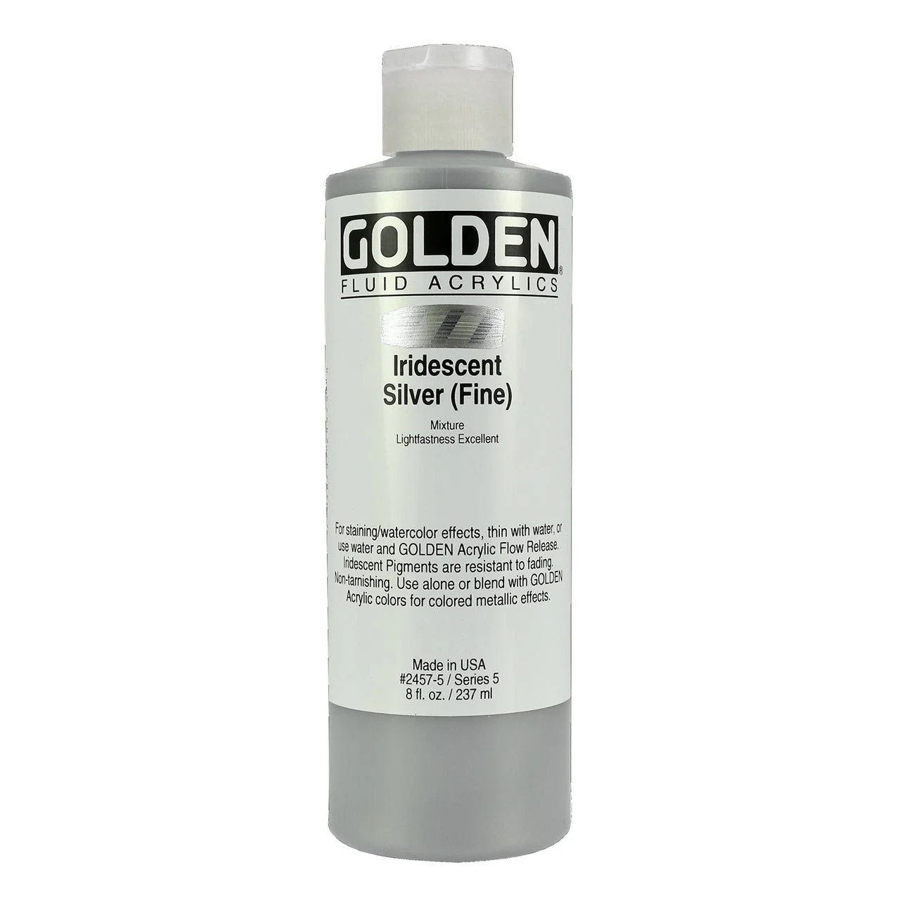 Golden Fluid Acrylic Iridescent Silver (fine) 8 oz