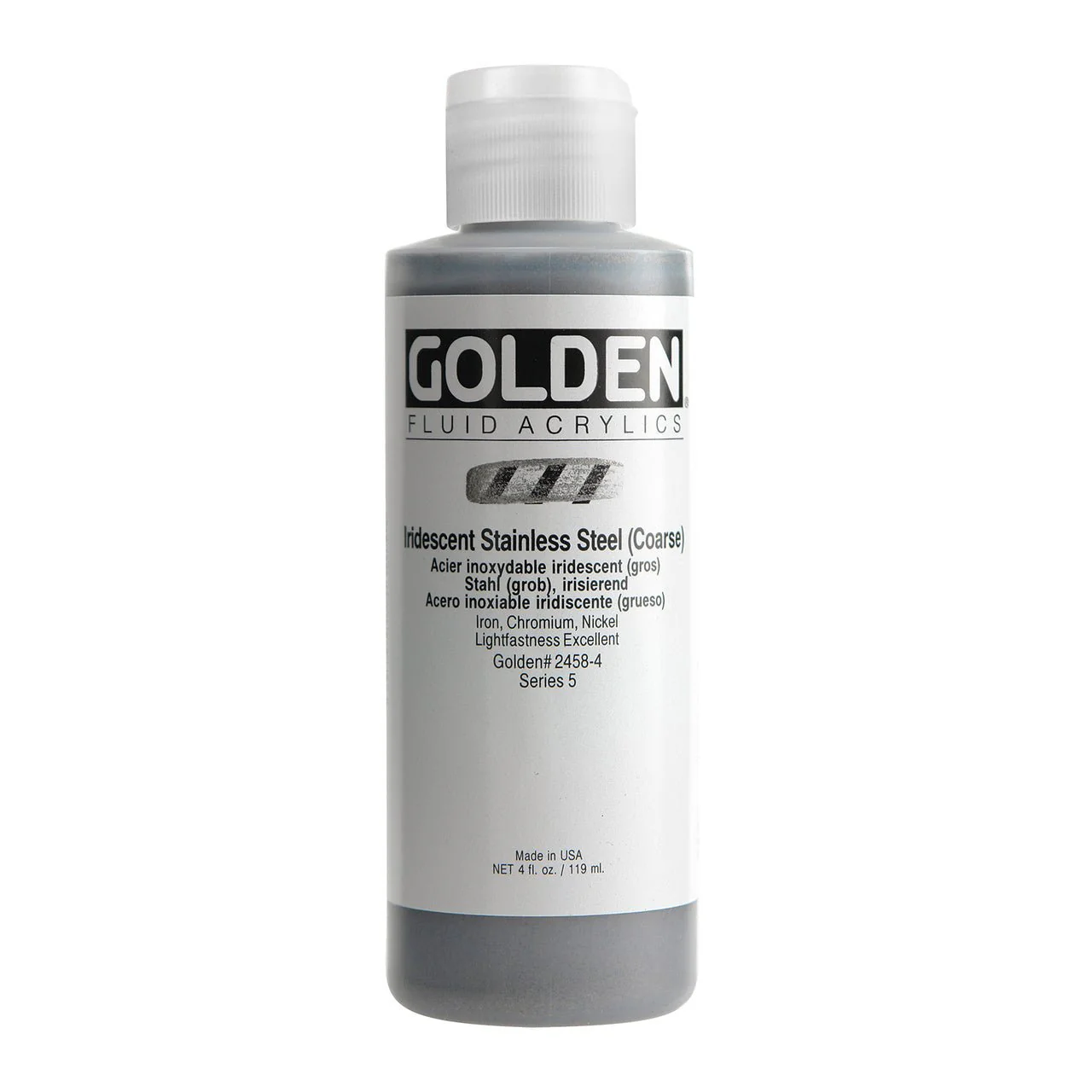 Golden Fluid Acrylic Iridescent Stainless Steel 4 oz