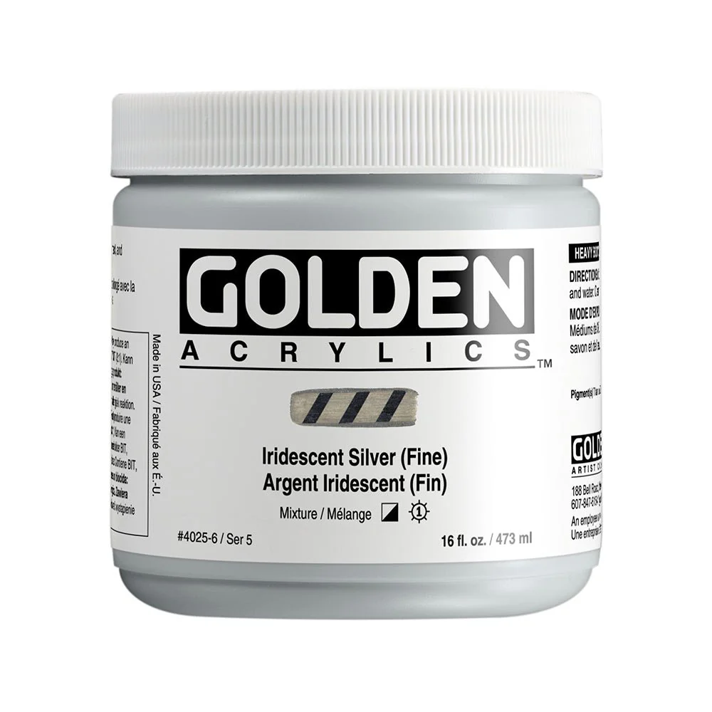 Golden Heavy Body Acrylic Iridescent Silver (fine) 16 oz