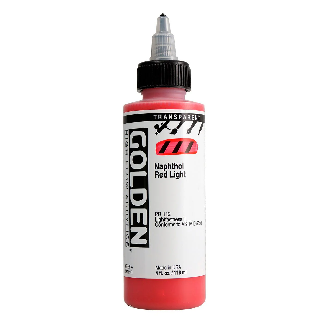 Golden High Flow Acrylic Transparent Napthol Red Light 4 oz