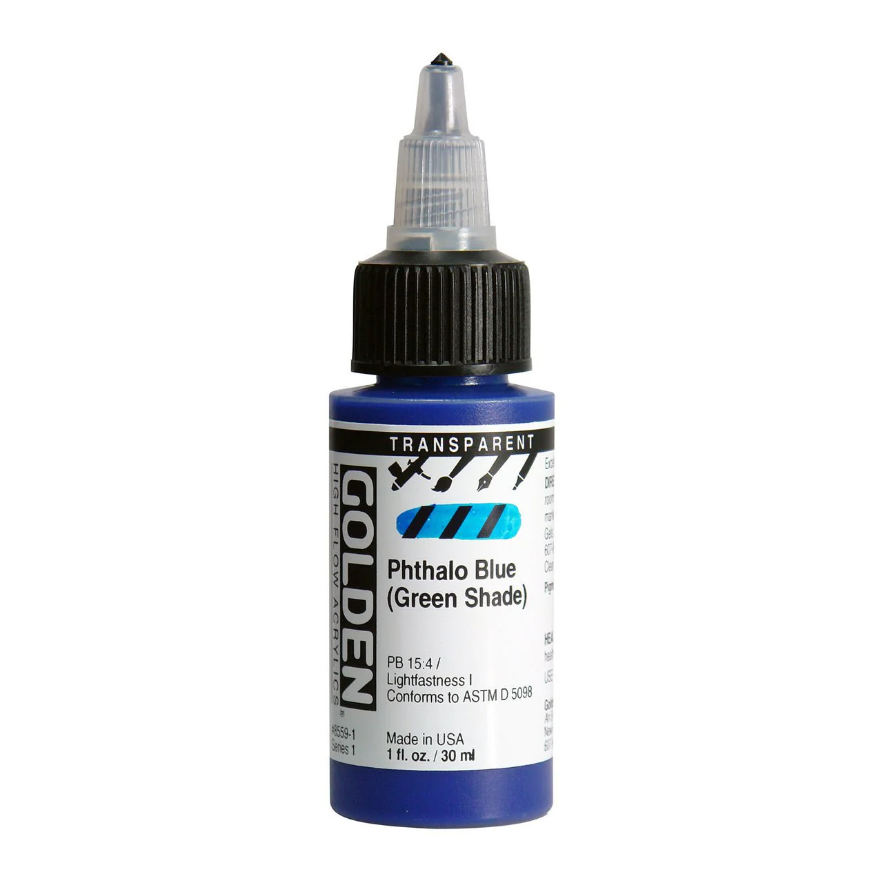 Golden High Flow Acrylic Transparent Phthalo Blue (Green Shade) 1 oz