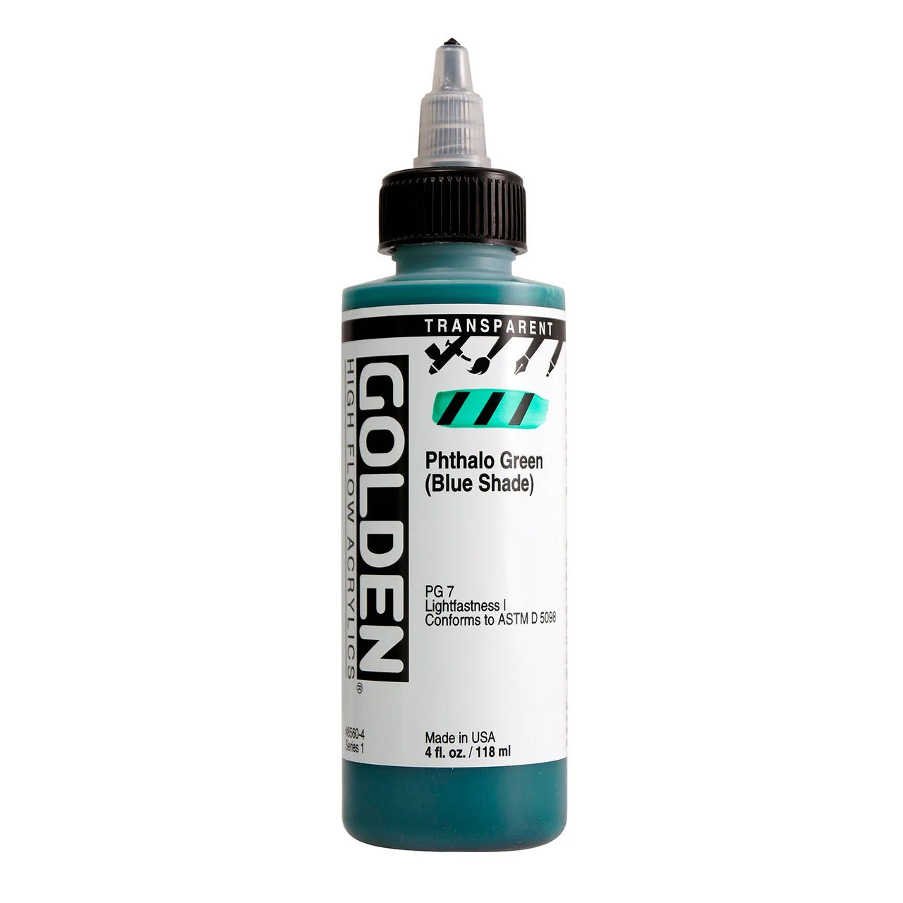 Golden High Flow Acrylic Transparent Phthalo Green (Blue Shade) 4 oz