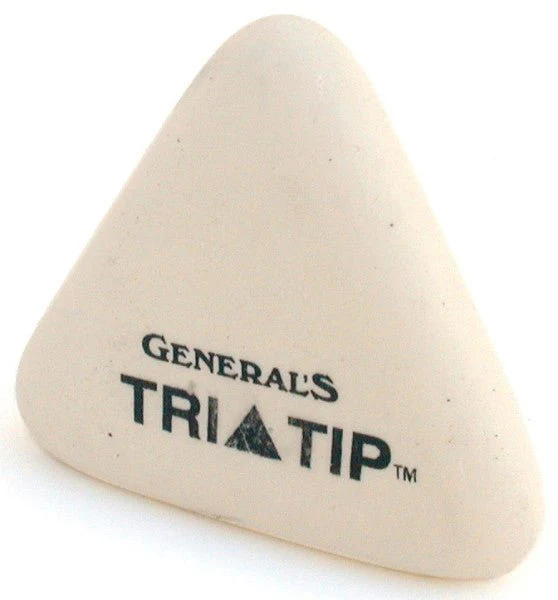 General Tri-Tip Soft White Vinyl Triangular Eraser
