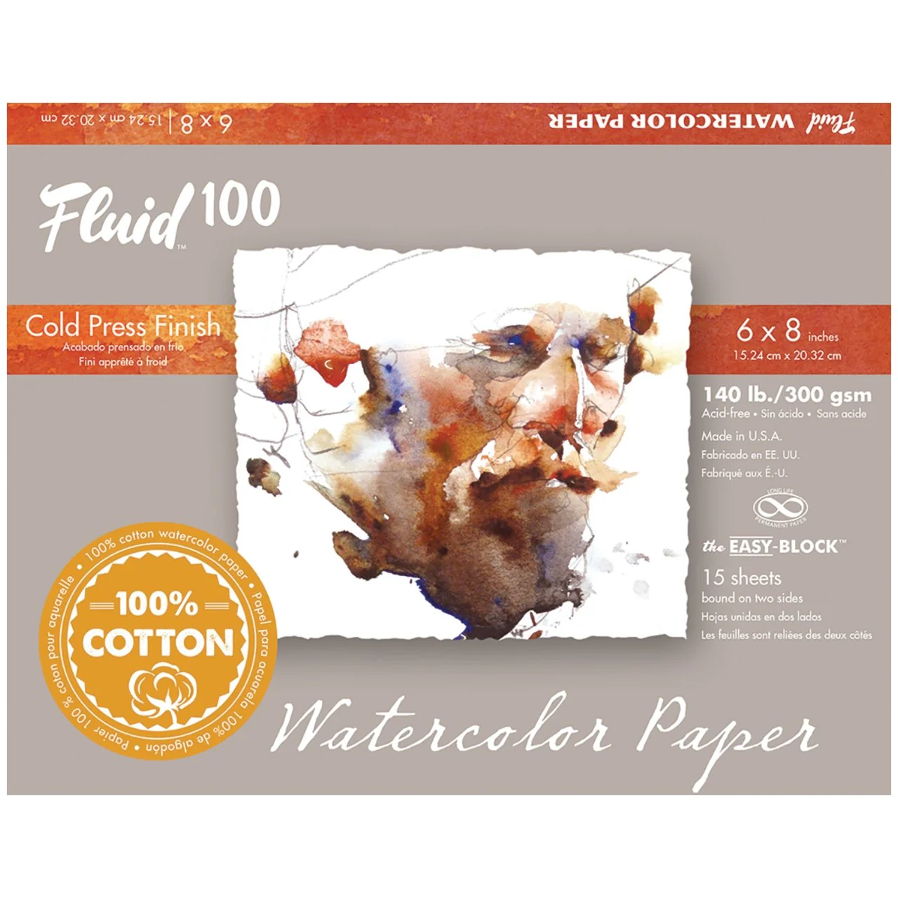 Fluid 100 EZ Block 140lb Cold Press 6X8 15 Sheet