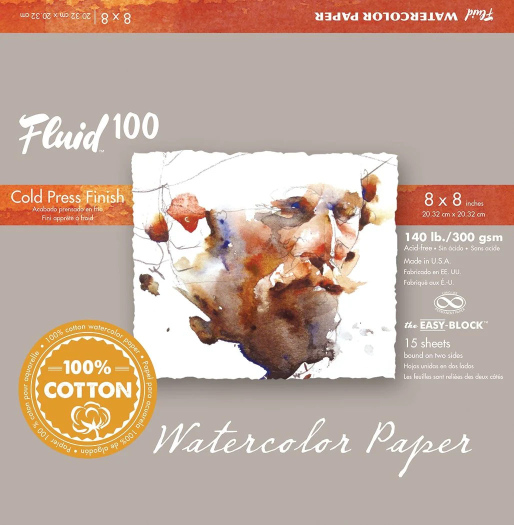 Fluid 100 EZ Block 140lb Cold Press 8X8 15 Sheets
