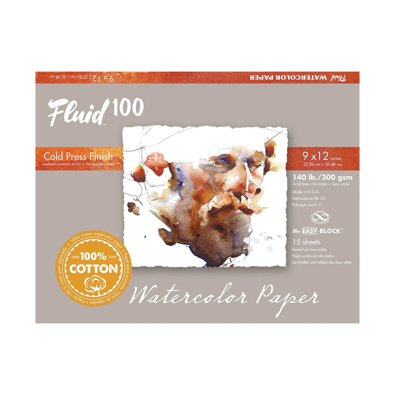 Fluid 100 EZ Block 140lb Cold Press 9X12 15 Sheet