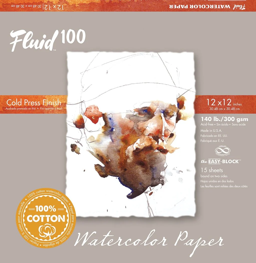 Fluid 100 EZ Block 140lb Cold Press 12X12 15 Sheets