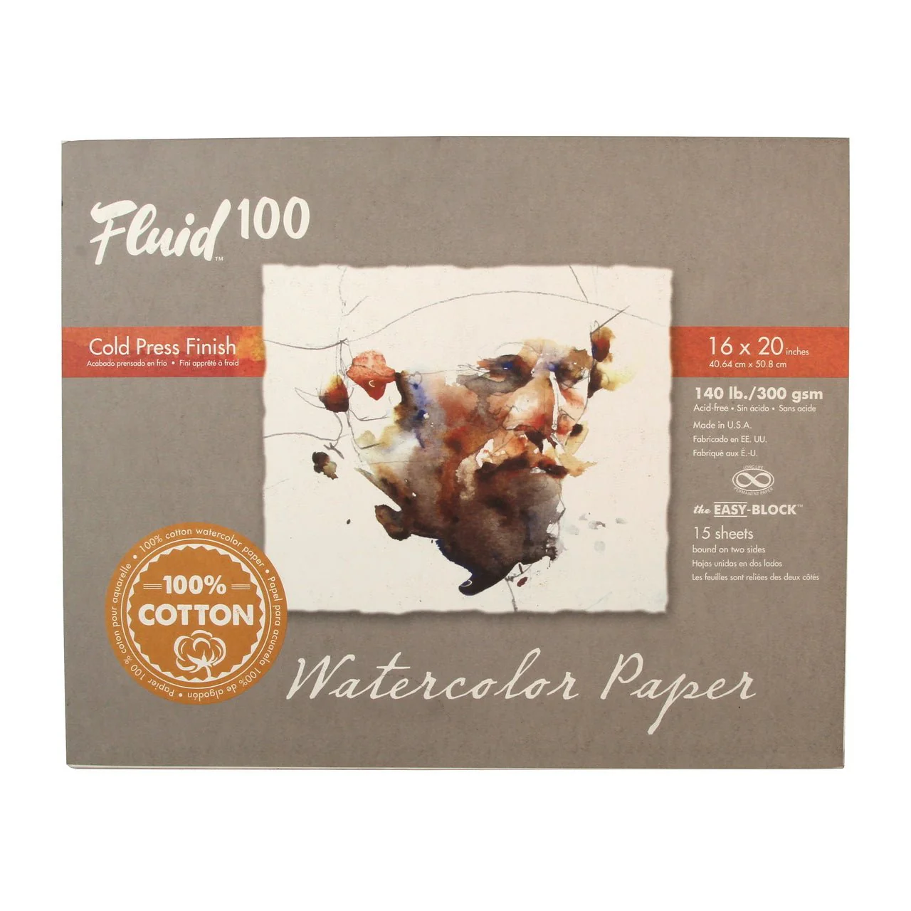 Clearance - Fluid 100 EZ Block 140lb Cold Press 16X20 15 Sheet