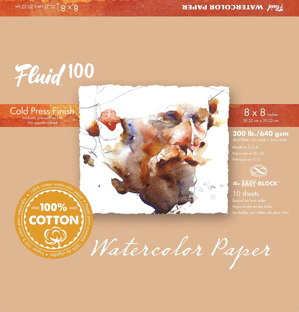 Fluid 100 EZ Block 300lb Cold Press 8X8 10 Sheets