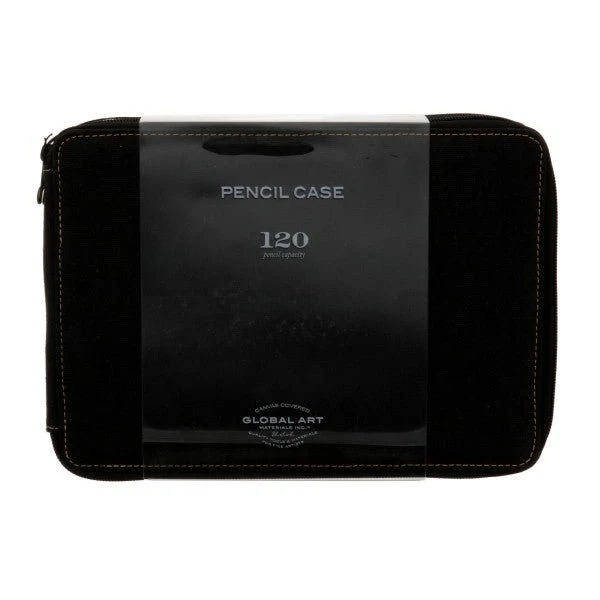Global Art Canvas Pencil Case - Black Maximum capacity 120, best suited for 60