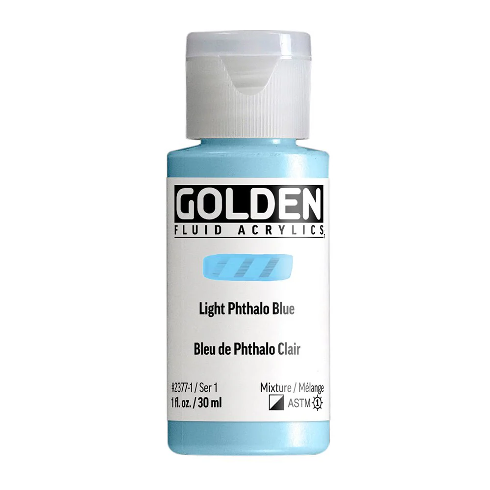 Golden Fluid Acrylic Light Phthalo Blue 1 oz