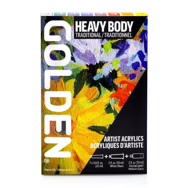 Golden Heavy Body Acrylic 7 Color Traditional Set