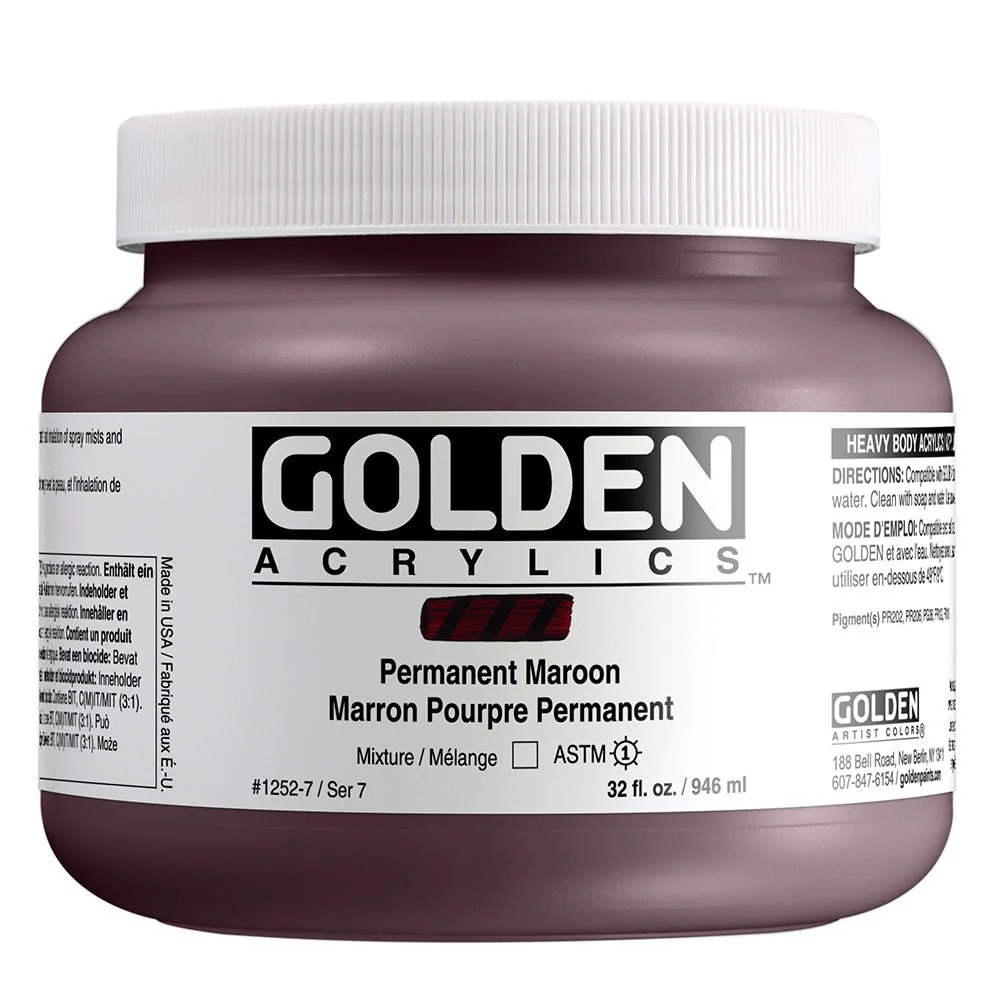 Golden Heavy Body Acrylic Permanent Maroon 32 fl. oz. / 946 ml