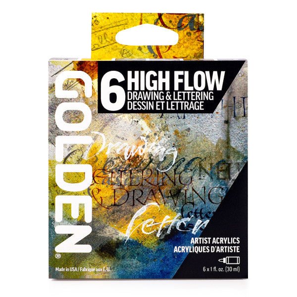 Golden High Flow Acrylic 6 Color Drawing & Lettering Set
