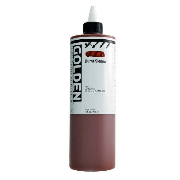 Golden High Flow Acrylic Burnt Sienna 16 oz