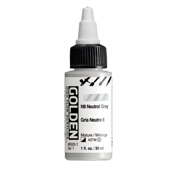 Golden High Flow Acrylic N8 Neutral Gray 1 oz
