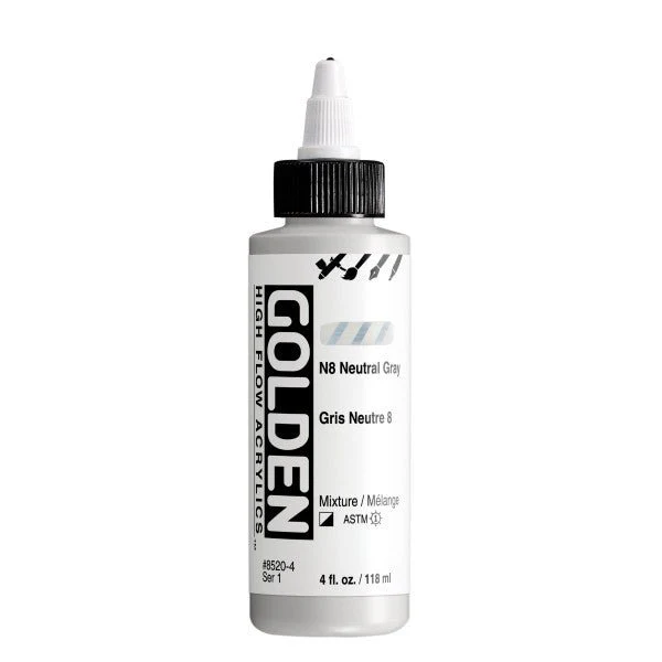 Golden High Flow Acrylic N8 Neutral Gray 4 oz