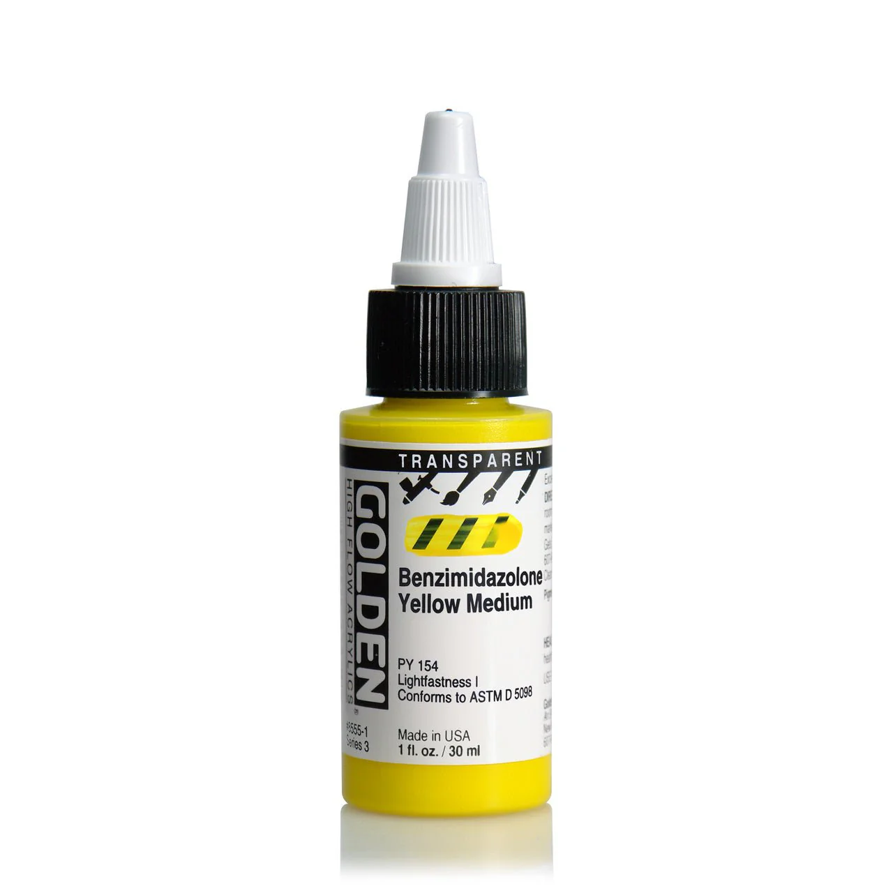 Golden High Flow Acrylic Transparent Benzimidazolone Yellow Medium 1 oz