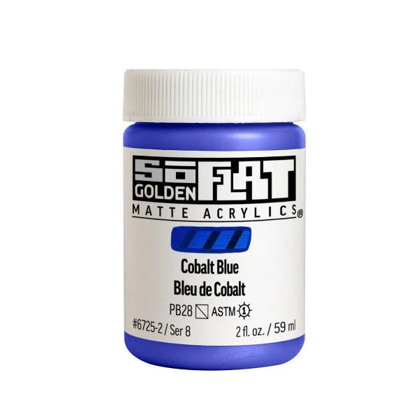 Golden SoFlat Matte Acrylic Paint - Cobalt Blue 2 oz jar