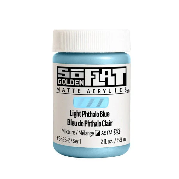 Golden SoFlat Matte Acrylic Paint - Light Phthalo Blue 2 oz jar