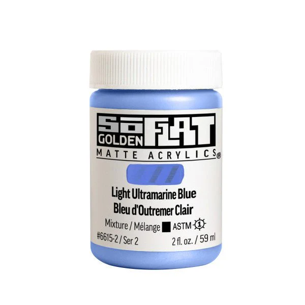Golden SoFlat Matte Acrylic Paint - Light Ultramarine Blue 2 oz jar