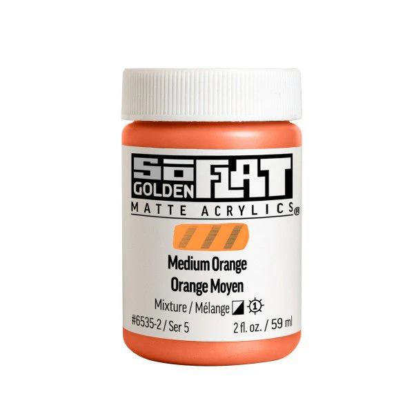 Golden SoFlat Matte Acrylic Paint - Medium Orange 2 oz jar