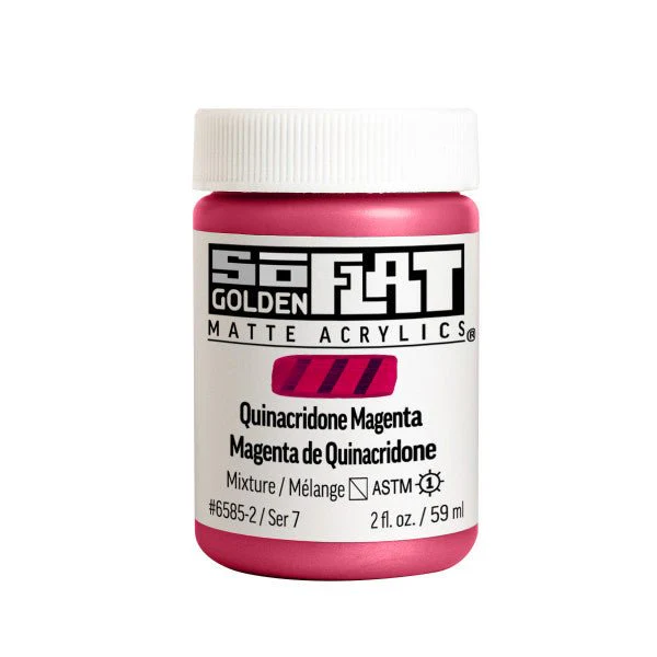 Golden SoFlat Matte Acrylic Paint - Quinacridone Magenta 2 oz jar
