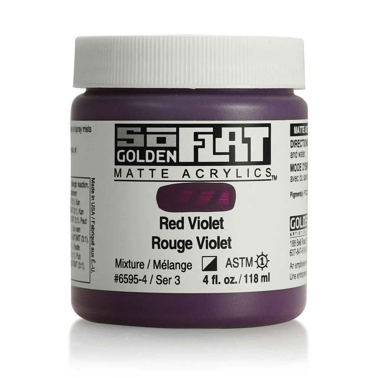 Golden SoFlat Matte Acrylic Paint - Red Violet 4 oz jar