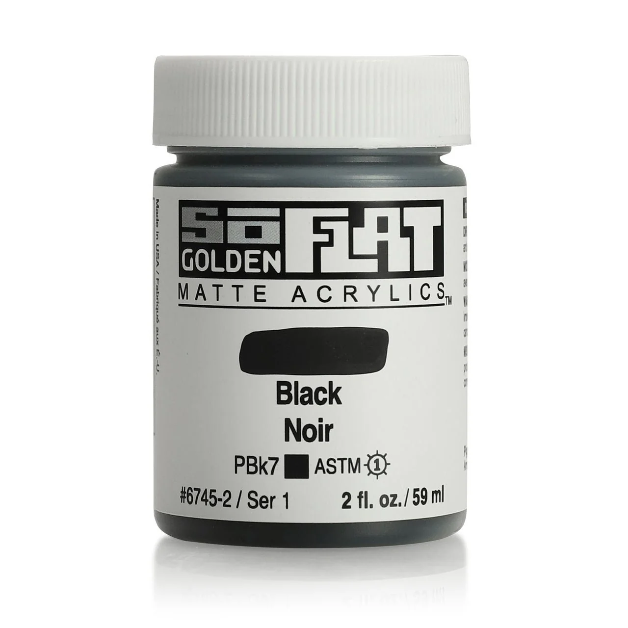 Golden SoFlat Matte Acrylic Paint - Black 2 oz jar