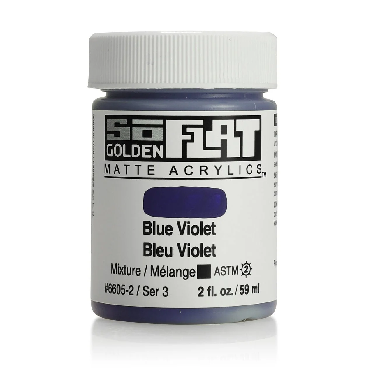 Golden SoFlat Matte Acrylic Paint - Blue Violet 2 oz jar