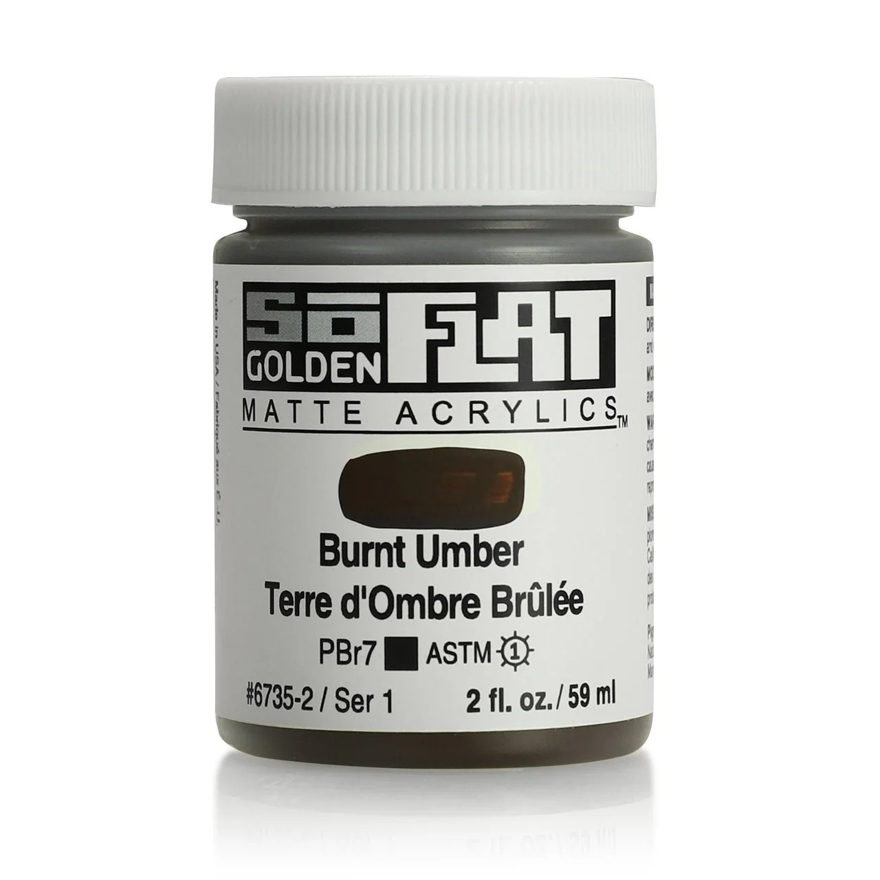 Golden SoFlat Matte Acrylic Paint - Burnt Umber 2 oz jar
