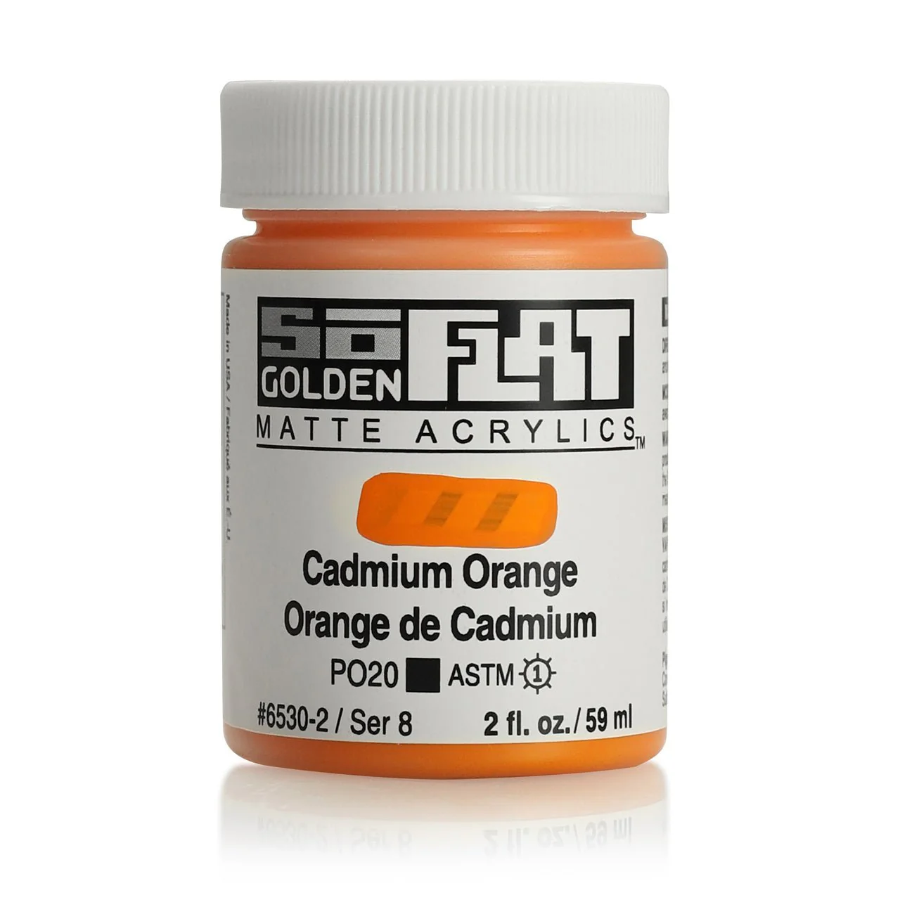 Golden SoFlat Matte Acrylic Paint - Cadmium Orange 2 oz jar