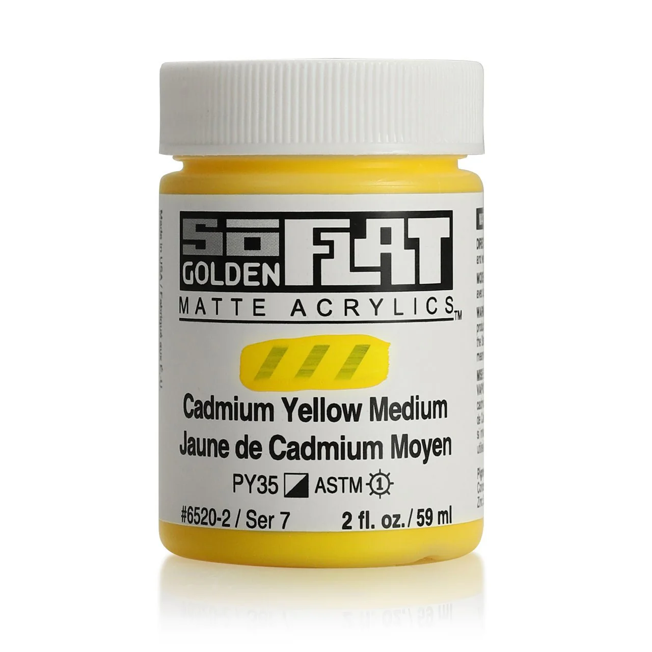 Golden SoFlat Matte Acrylic Paint - Cadmium Yellow Medium 2 oz jar