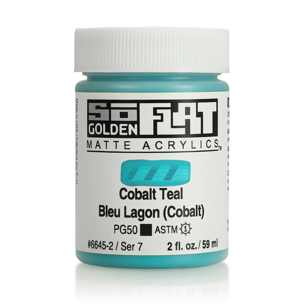 Golden SoFlat Matte Acrylic Paint - Cobalt Teal 2 oz jar