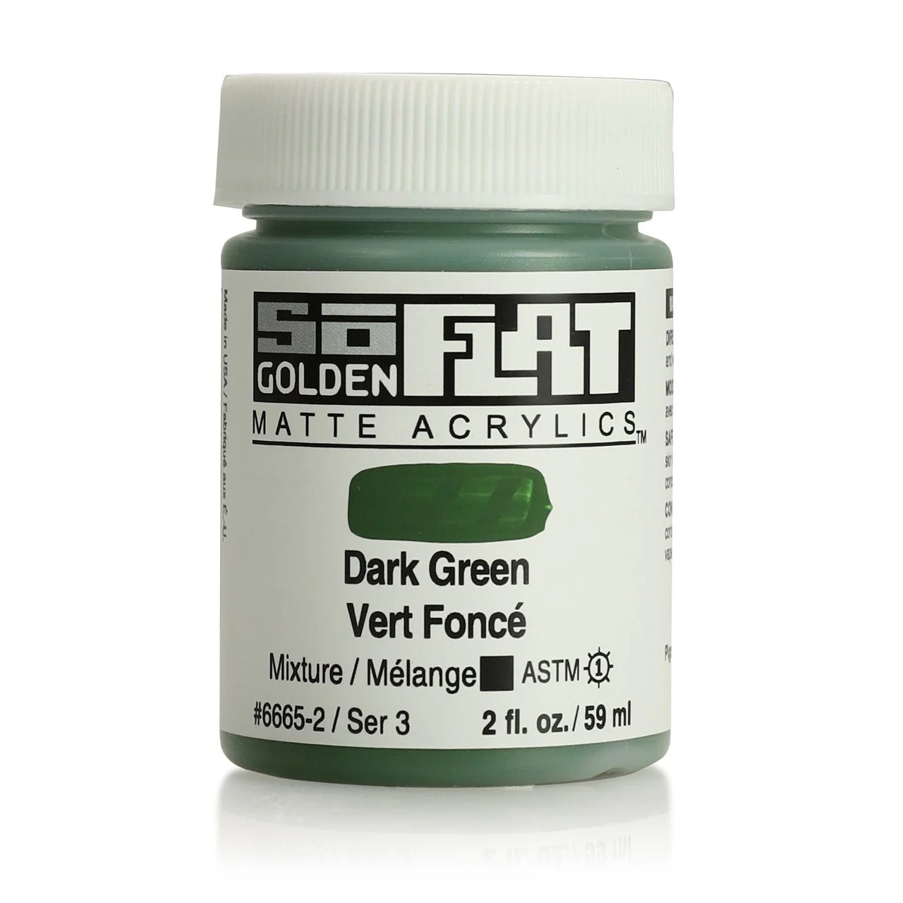 Golden SoFlat Matte Acrylic Paint - Dark Green 2 oz jar