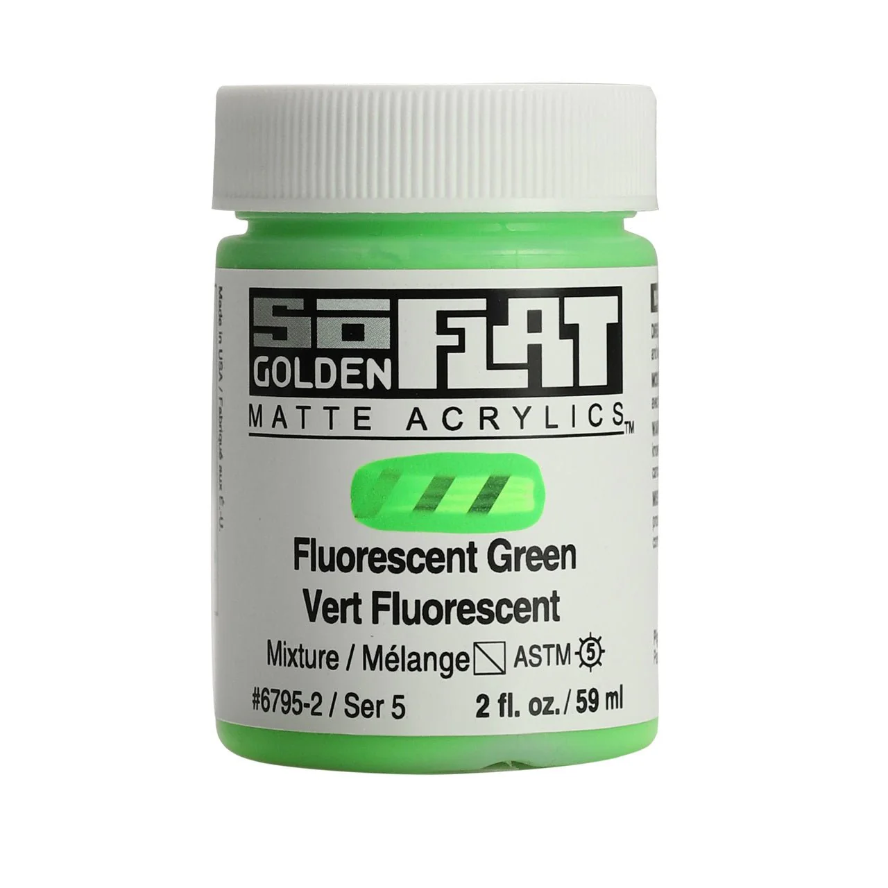 Golden SoFlat Matte Acrylic Paint - Fluorescent Green 2 oz jar